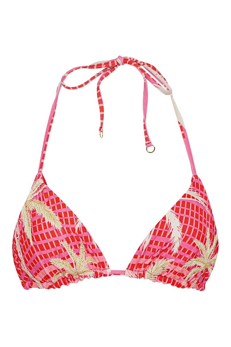 Balmy Triangle Bikini Top, Alternate, color, PINK OVERFLOW
