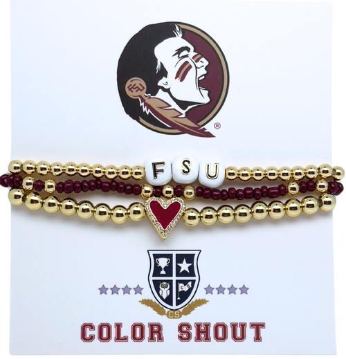 Color Shout Florida State Love My College Bracelet Stack In Gold