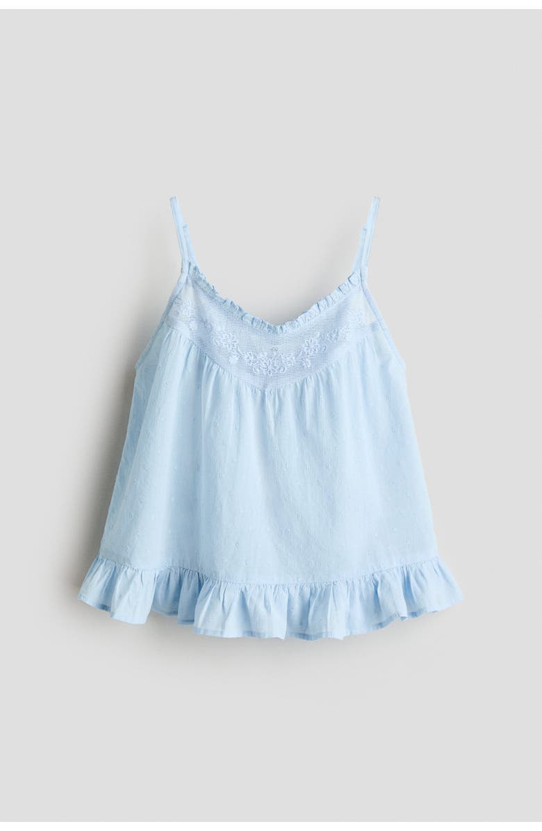H&M Lace-detail Cotton Top, Main, color, Light Blue