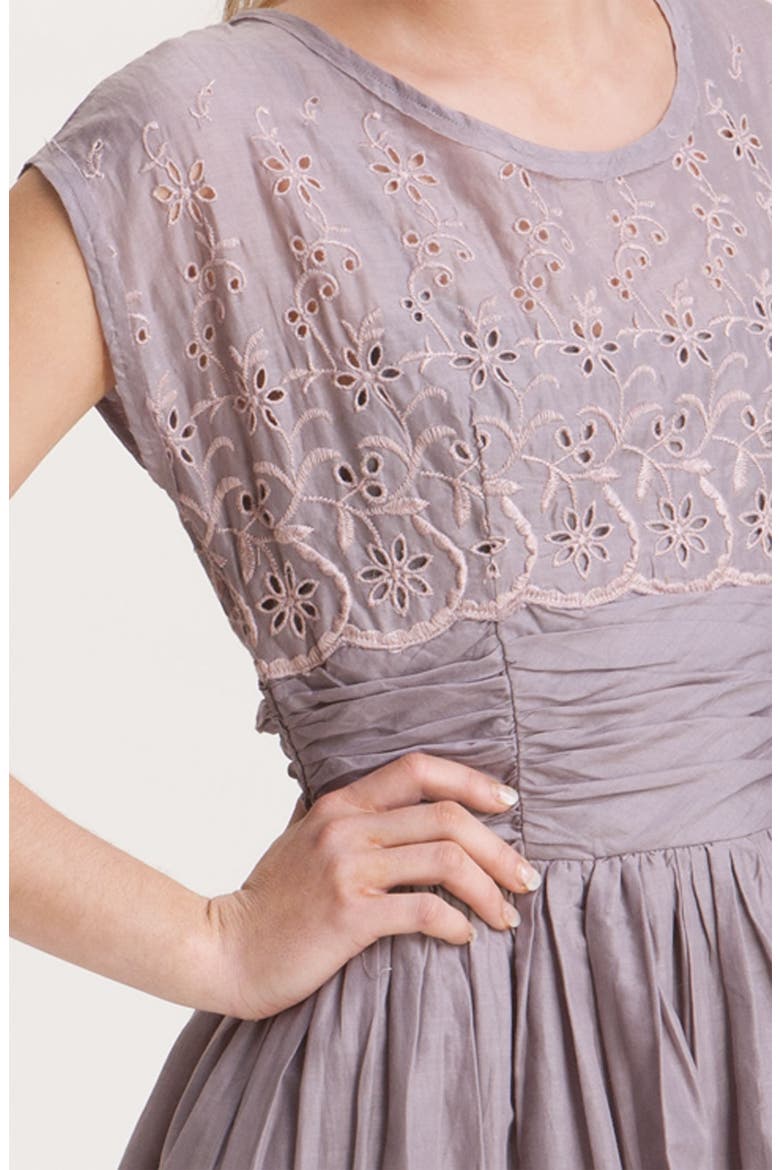 'Rose Garden' Cotton Sateen Eyelet Dress, Alternate, color, DUSTY MOCHA