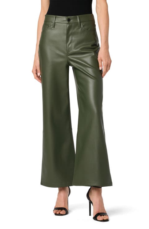 Faux Leather Ankle Wide Leg Pants