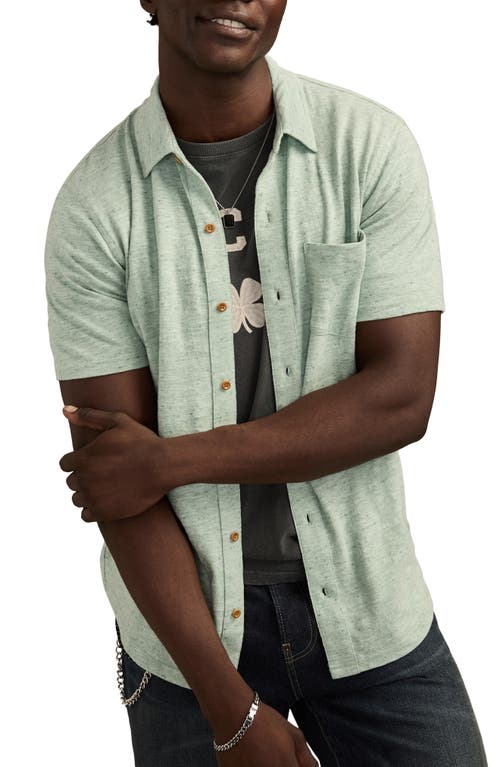 Lucky Brand Slub Knit Short Sleeve Cotton Blend Button-up Shirt In Green