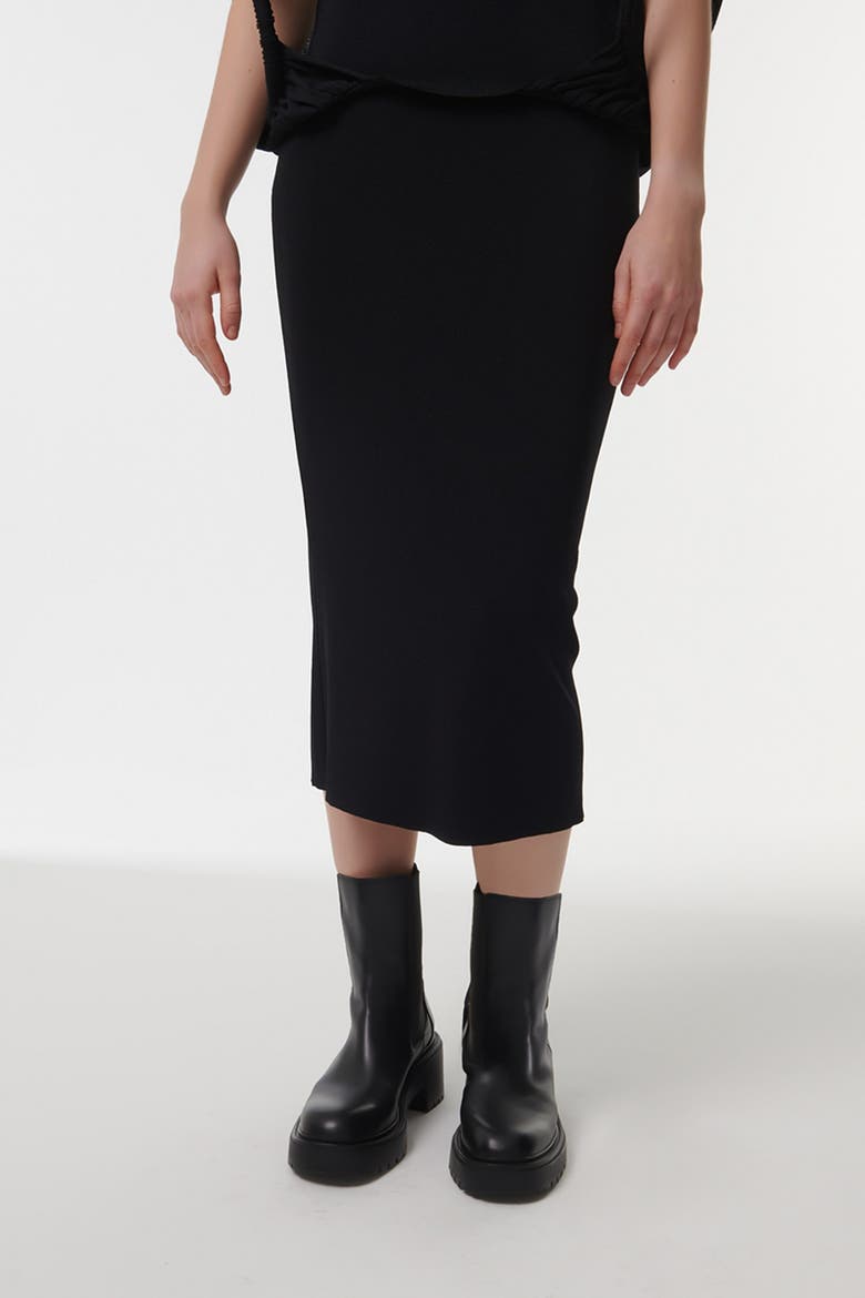 Knitted Pencil Skirt, Alternate, color, Black