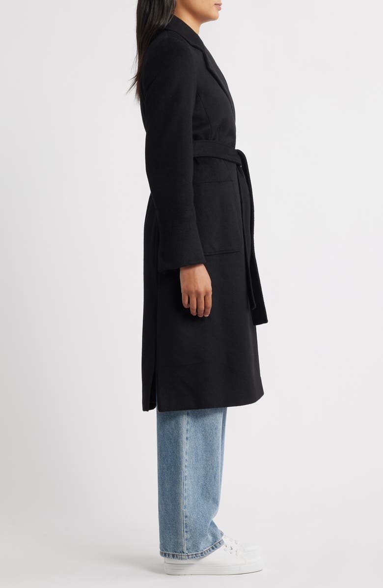 Sam Edelman Longline Wrap Coat, Alternate, color, Black