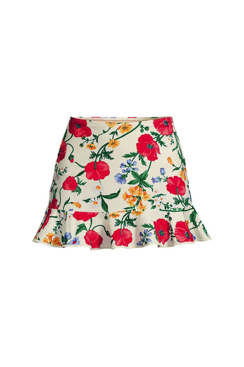 Ruffle Hem Mini Swim Skirt, Alternate, color, Egret/Poppy Floral