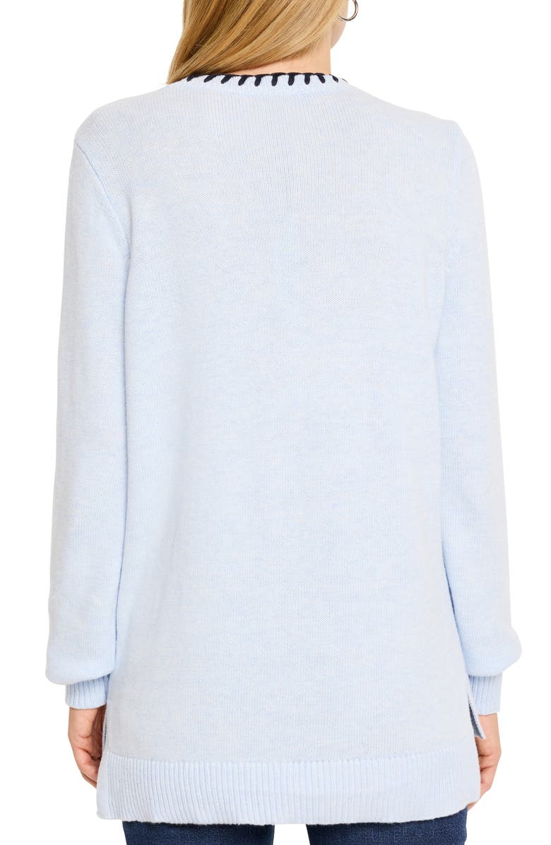 NIC+ZOE Blanket Stitch Cotton Blend Sweater, Alternate, color, Blue Multi