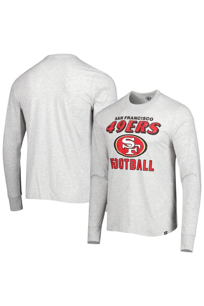 Men's '47 Heathered Gray San Francisco 49ers Dozer Franklin Long Sleeve T-Shirt, Main, color, Gray