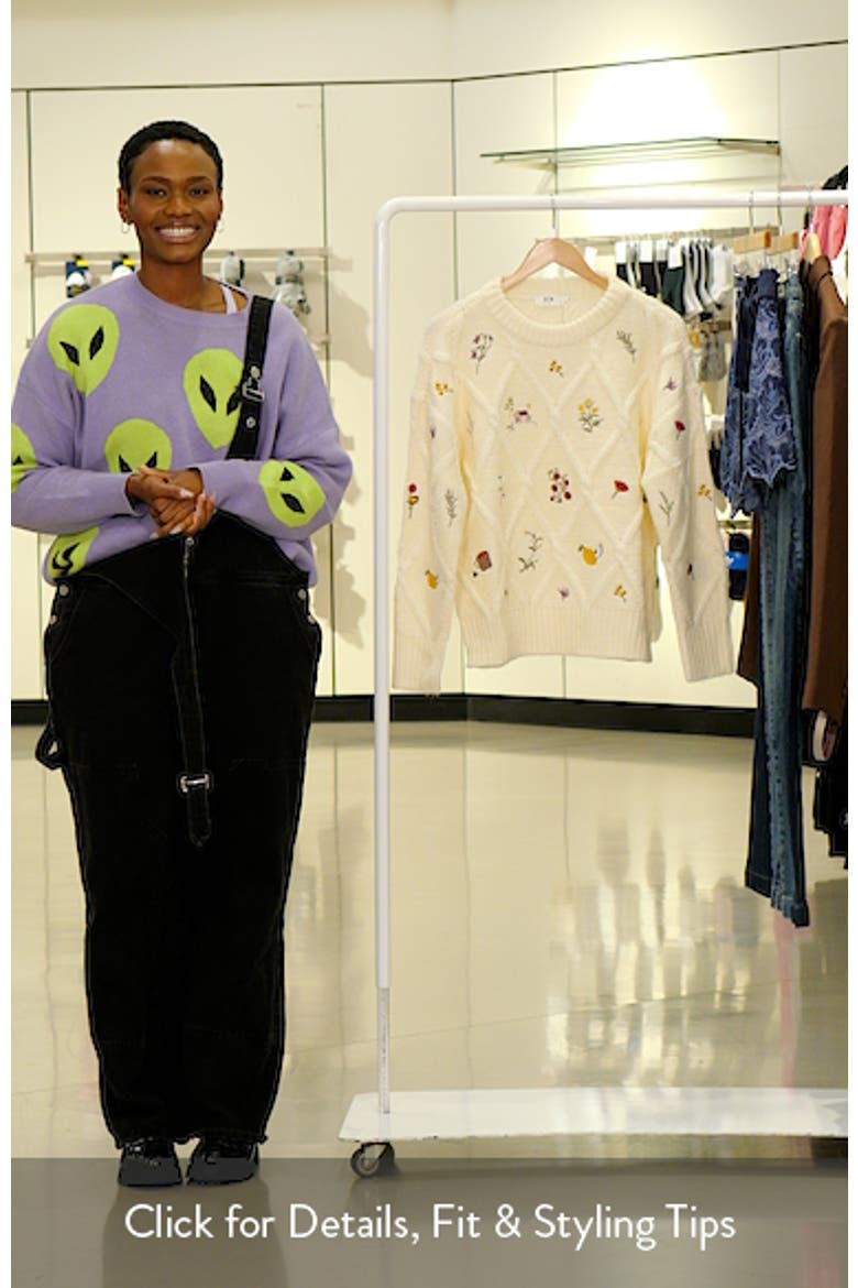 Rose Embroidered Diamond Cable Sweater video