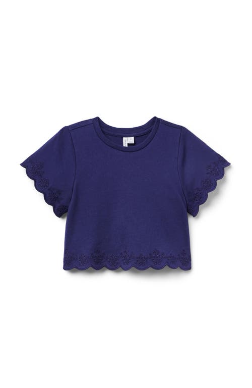 Janie And Jack Kids'  Embroidered Eyelet Trim Top In Blue