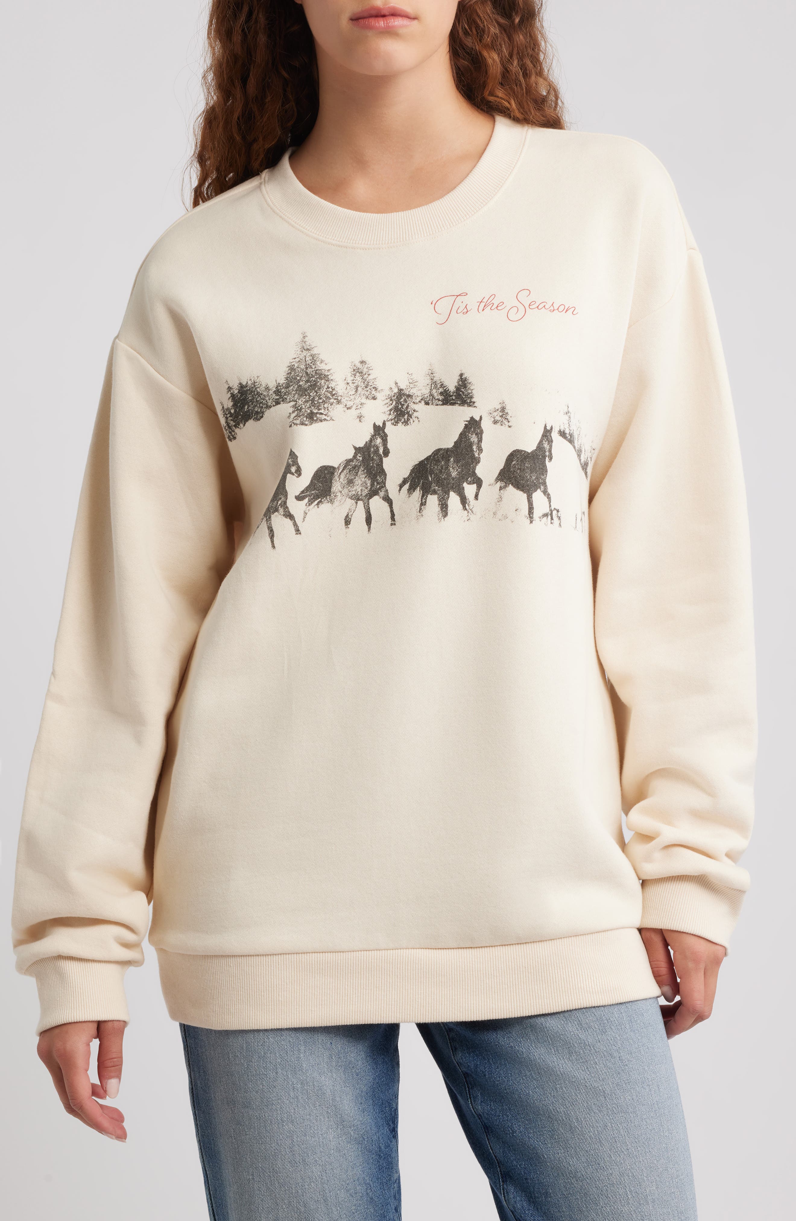 GOLDEN HOUR Tis the Season Horses Graphic Sweatshirt
