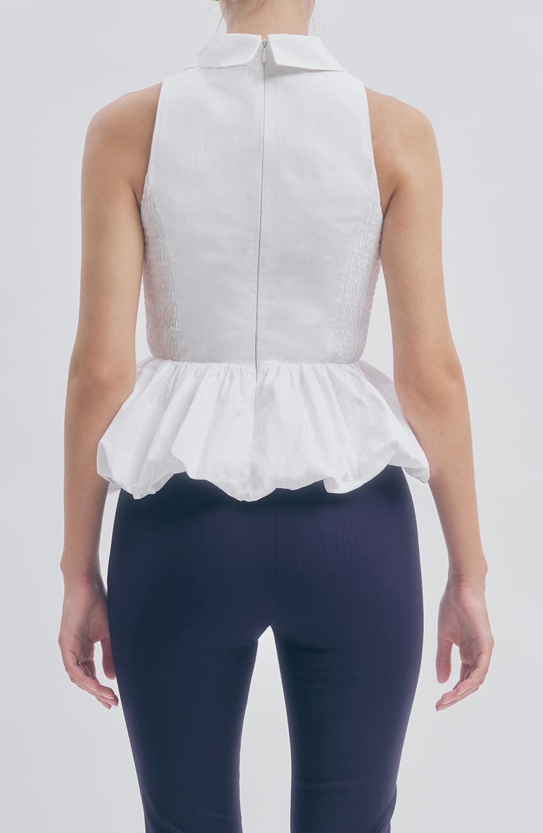 MAUDE CLUB Fallon Cotton Bubble Hem Peplum Top, Alternate, color, White