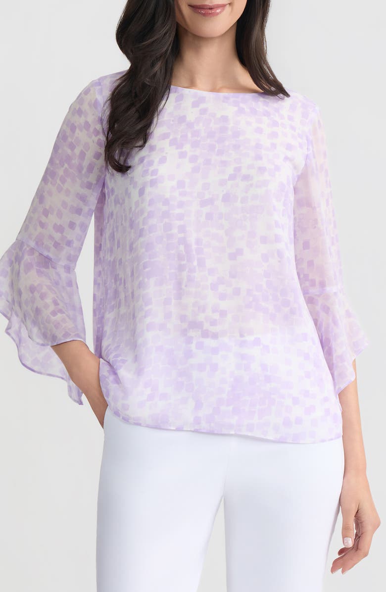 KASPER Ruffle Sleeve Top, Main, color, Lavndr Mist Mlt