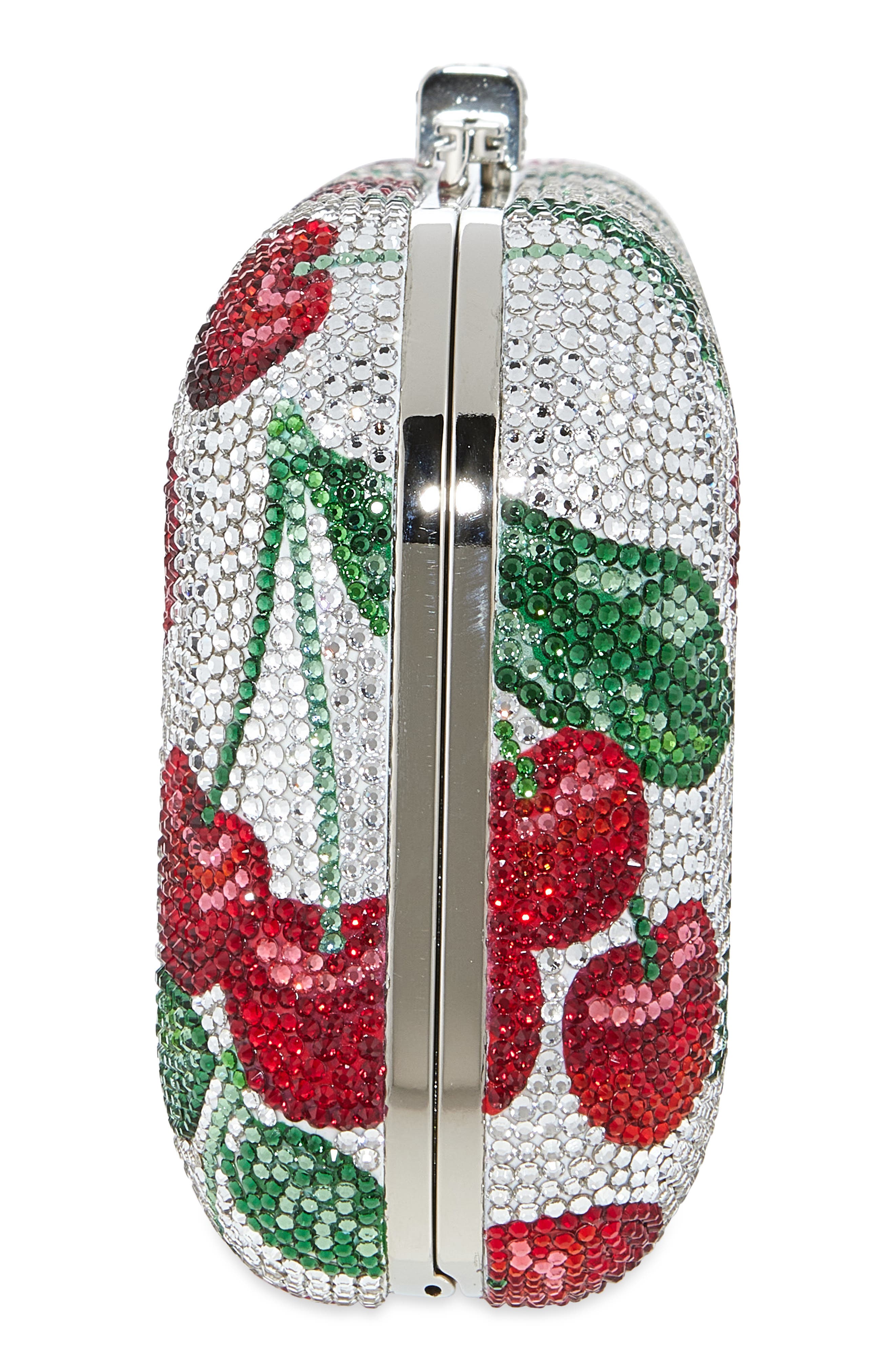 JUDITH LEIBER COUTURE Bing Cherries Long Slide Crystal Clutch, Alternate, color, Silver Rhine Multi