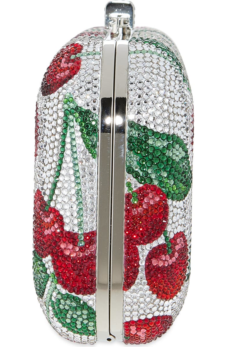 JUDITH LEIBER COUTURE Bing Cherries Long Slide Crystal Clutch, Alternate, color, Silver Rhine Multi