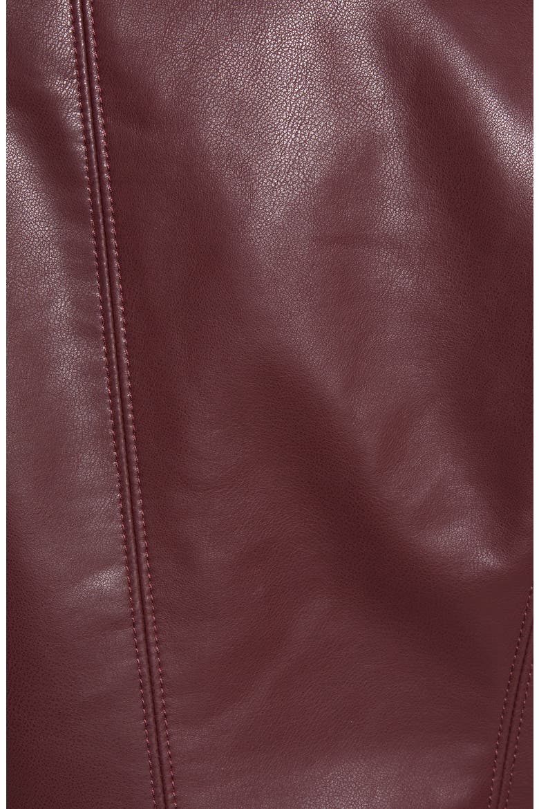 The Essentials Faux Leather Moto Jacket, Alternate, color, BURGUNDY