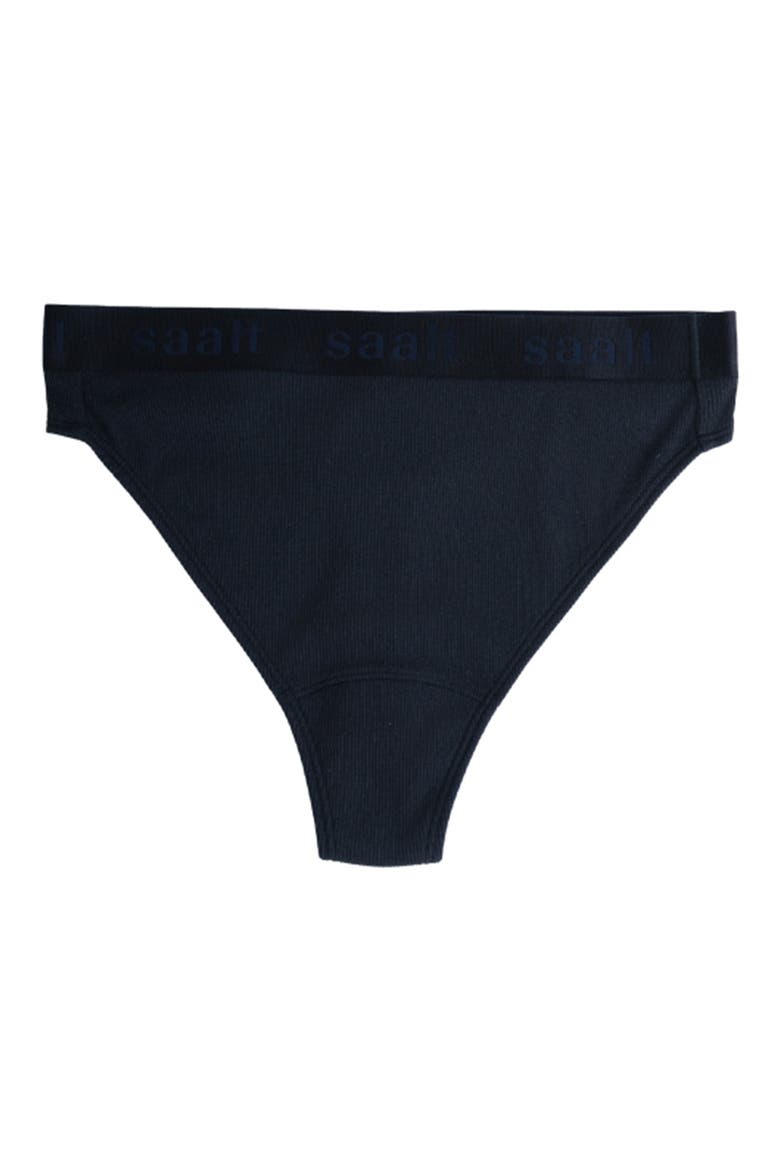 Period & Leakproof High Rise Stretch Cotton & Modal Rib Thong, Alternate, color, VOLCANIC BLACK