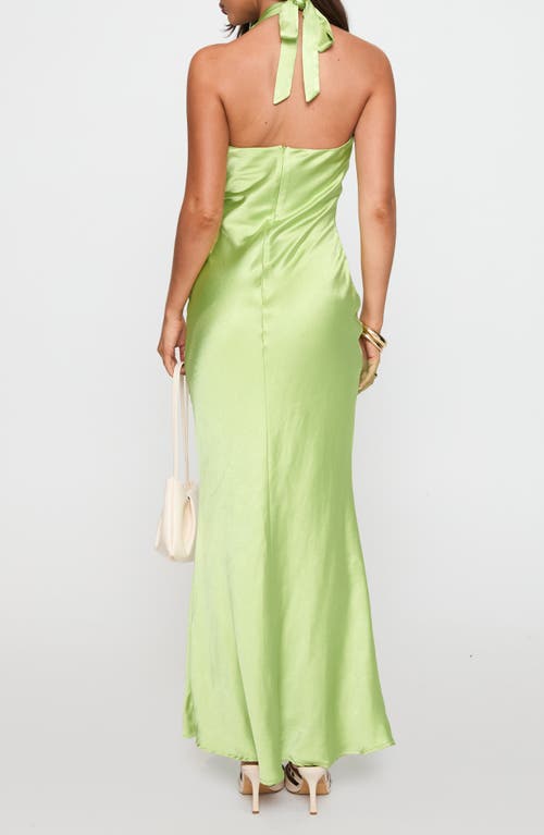 Princess Polly Gloriana Satin Halter Maxi Dress In Green