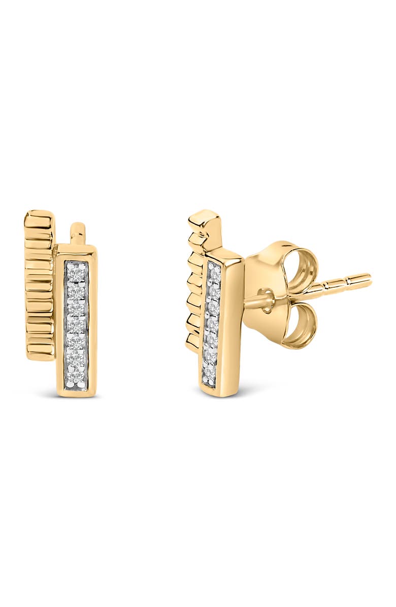 Haus of Brilliance 14k Yellow Gold Plated .925 Sterling Silver Diamond Accent Bar Stud Earrings, Main, color, Yellow