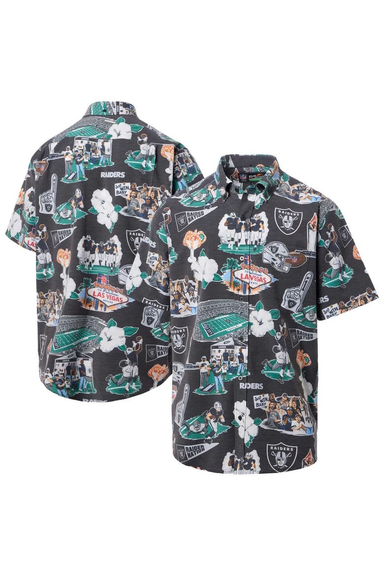 Men's Reyn Spooner Black Las Vegas Raiders Scenic Button-Down Shirt, Main, color, Black