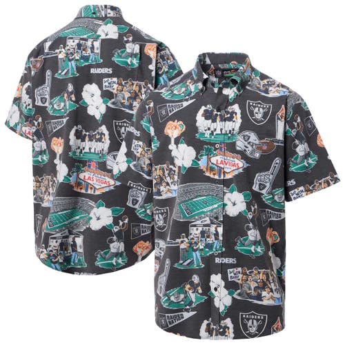 Reyn Spooner Black Las Vegas Raiders Scenic Button-down Shirt