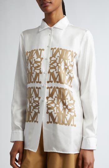Max Mara Legno Monogram Print Silk Twill Shirt | Nordstrom Max Mara Legno Monogram Print Silk Twill Shirt | Nordstrom