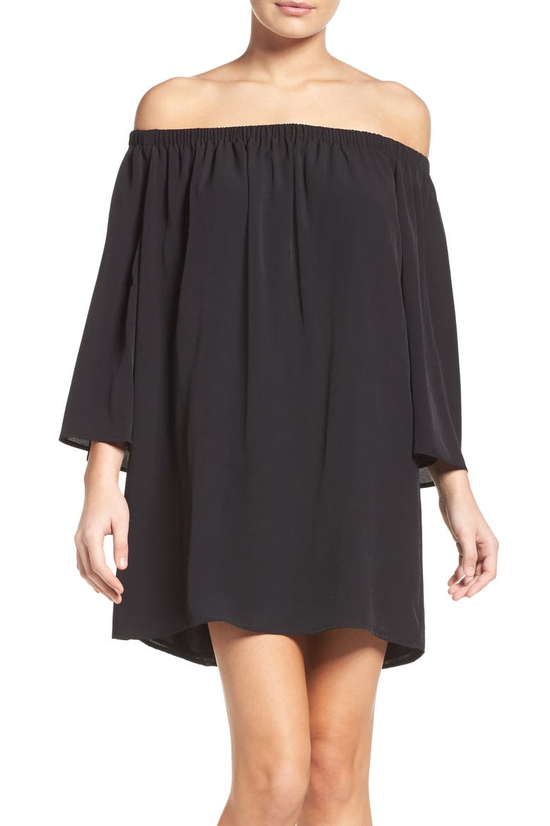 Polly Off the Shoulder Dress, Main, color, BLACK