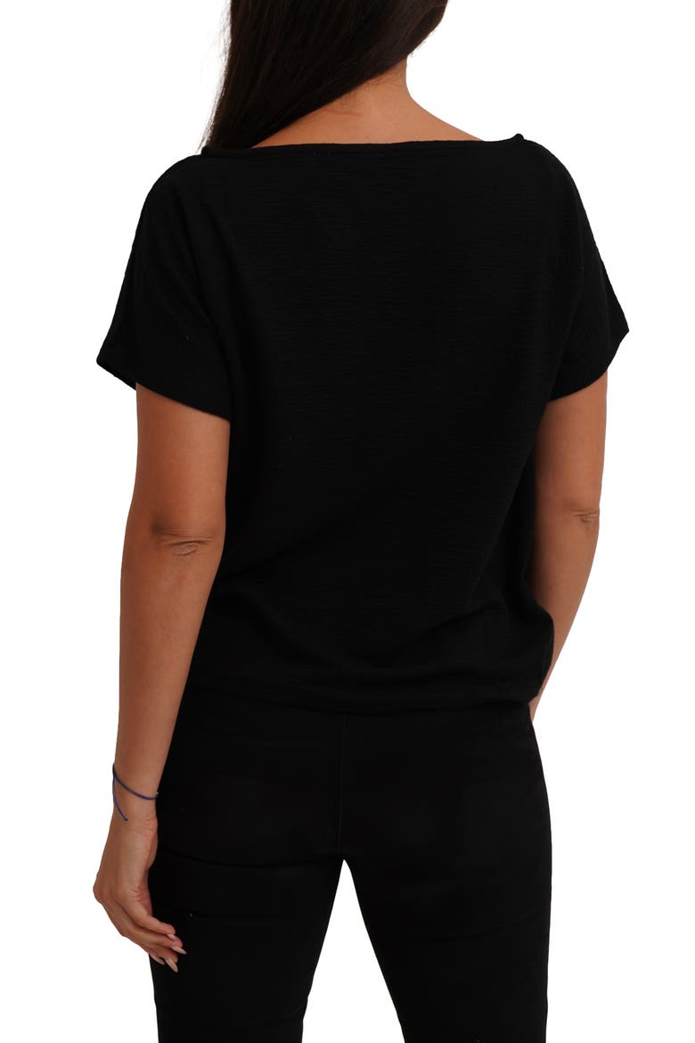Textured Boat Neck Top, Alternate, color, BLACK