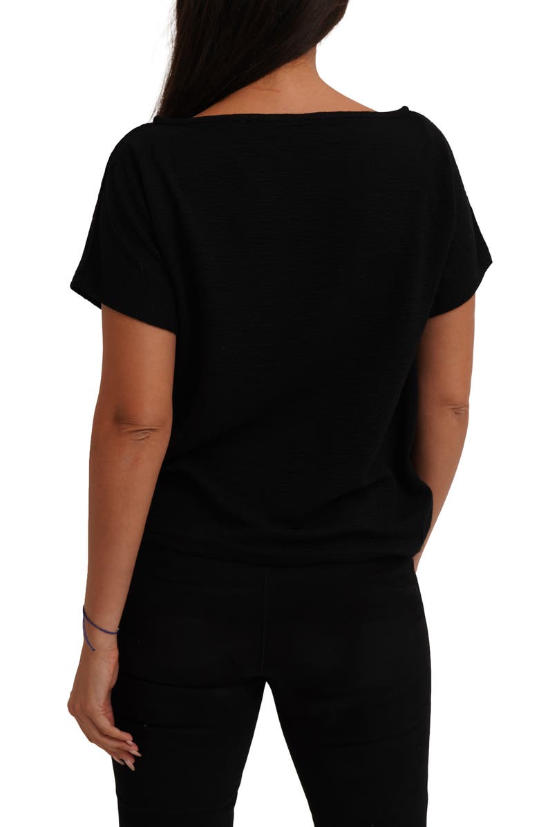 CYRUS Textured Boat Neck Top, Alternate, color, Black