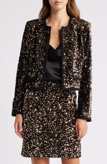 Tahari Asl Sequin Open Front Jacket