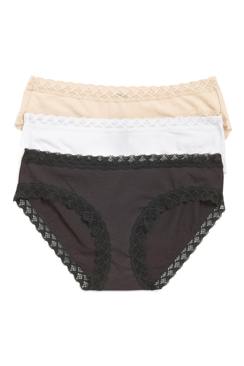 Bliss 3-Pack Cotton Blend Briefs, Main, color, BLACK/ CAFE/ WHITE