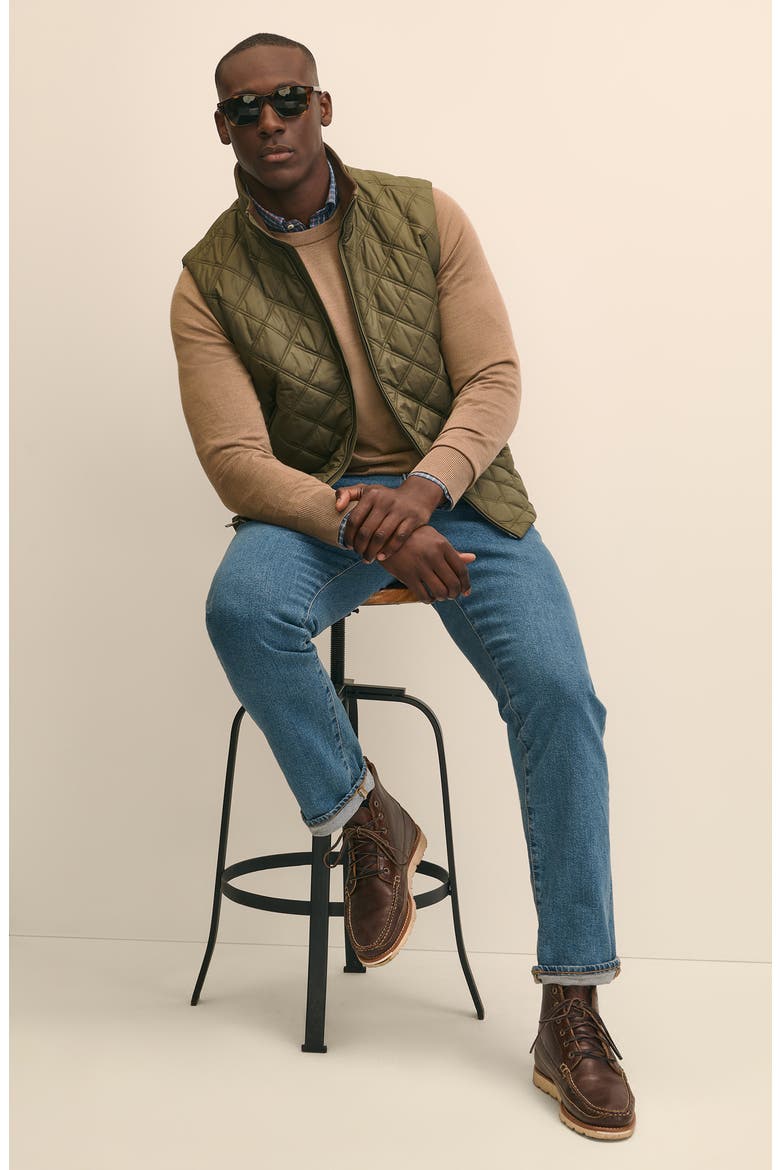 Paddock Water Repellent Diamond Quilted Vest, Alternate, color, BURNT OLIVE
