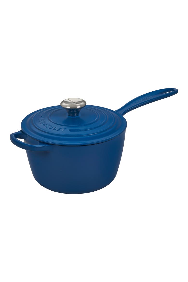 Signature 2.25-Quart Enameled Cast Iron Saucepan, Main, color, MARSEILLE