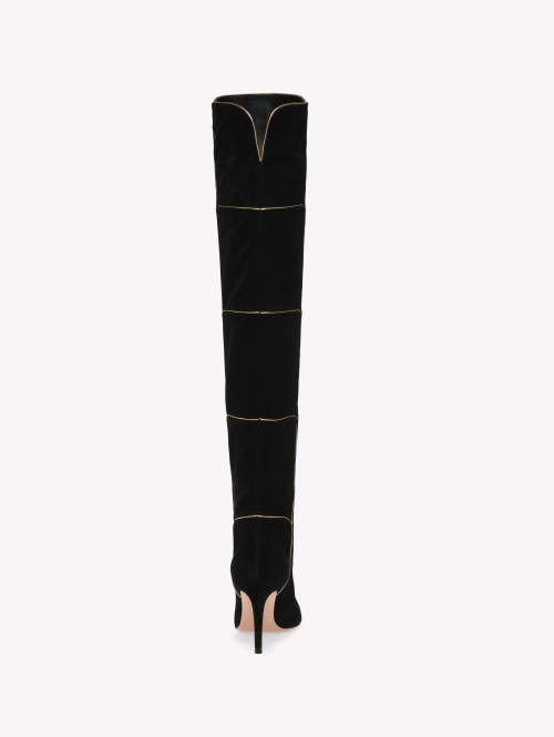 Gianvito Rossi Clarice 85 Metallic Leather-trimmed Suede Over-the-knee Boots