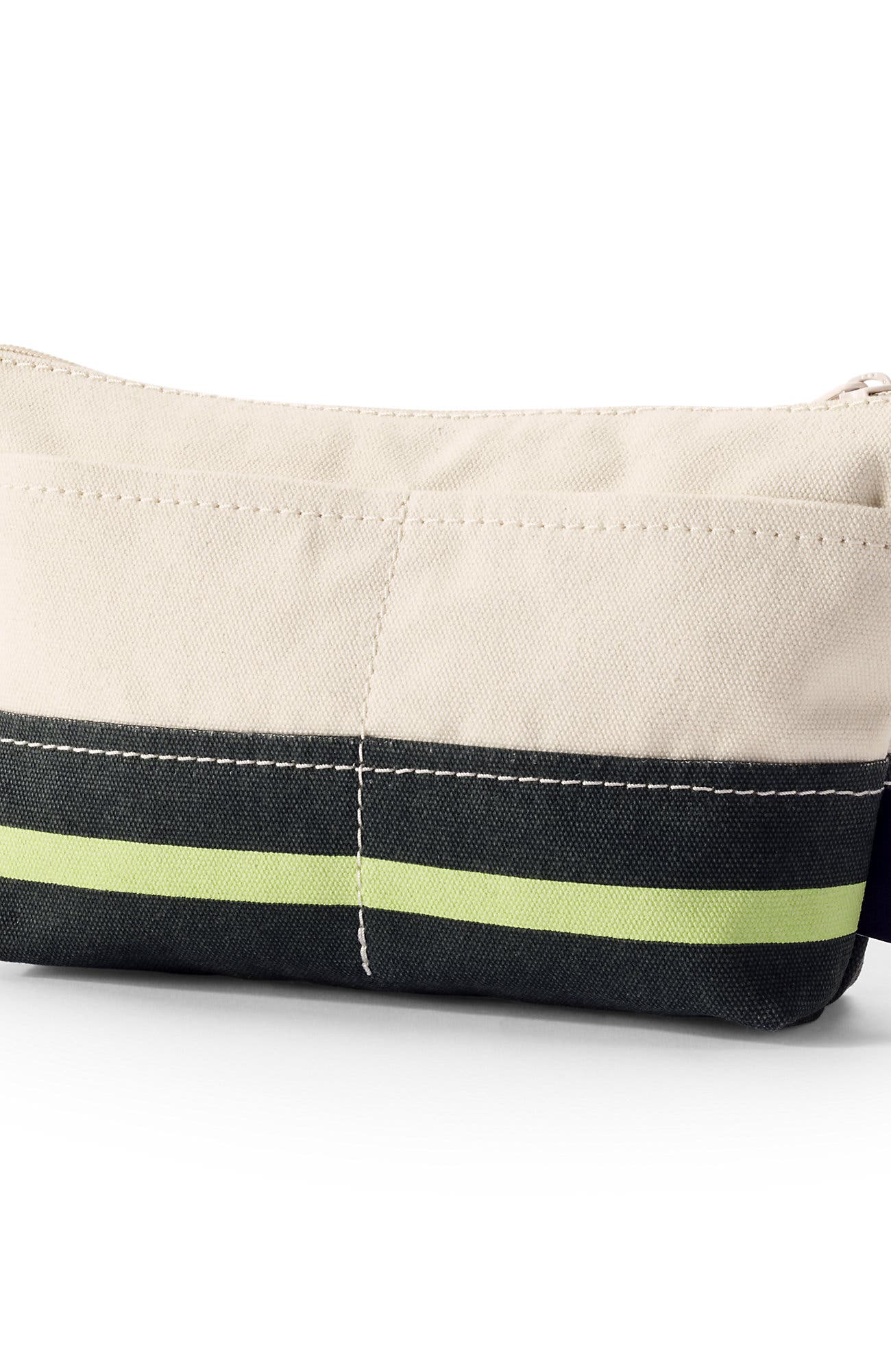 Lands' End Zipper Canvas Pouch, Alternate, color, Natural/Forest Lime Stripe