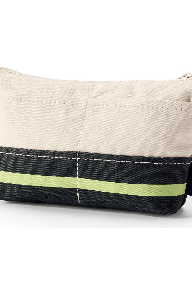 Lands' End Zipper Canvas Pouch, Alternate, color, Natural/Forest Lime Stripe