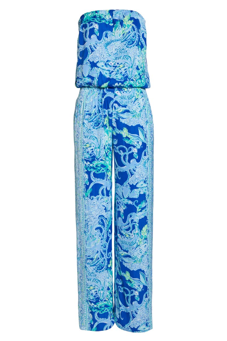 Pim Strapless Jumpsuit, Alternate, color, BLUE CURRENT SEA SIRENS