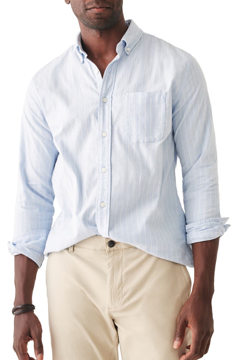 Faherty Stripe Stretch Cotton Blend Oxford Button-Down Shirt, Main, color, 