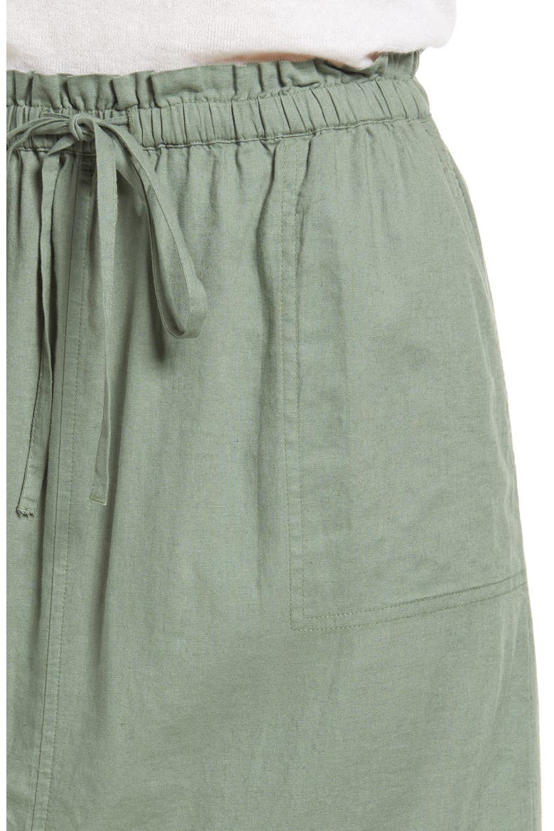 LINEN FRONT SLIT MIDI SKIRT, Alternate, color, GREEN DUNE