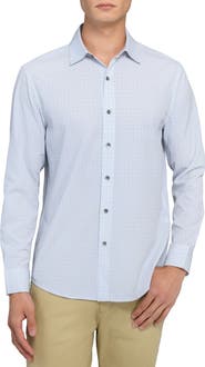 W.R.K Slim Fit Light Green Grid Check Performance Button-Up Shirt
