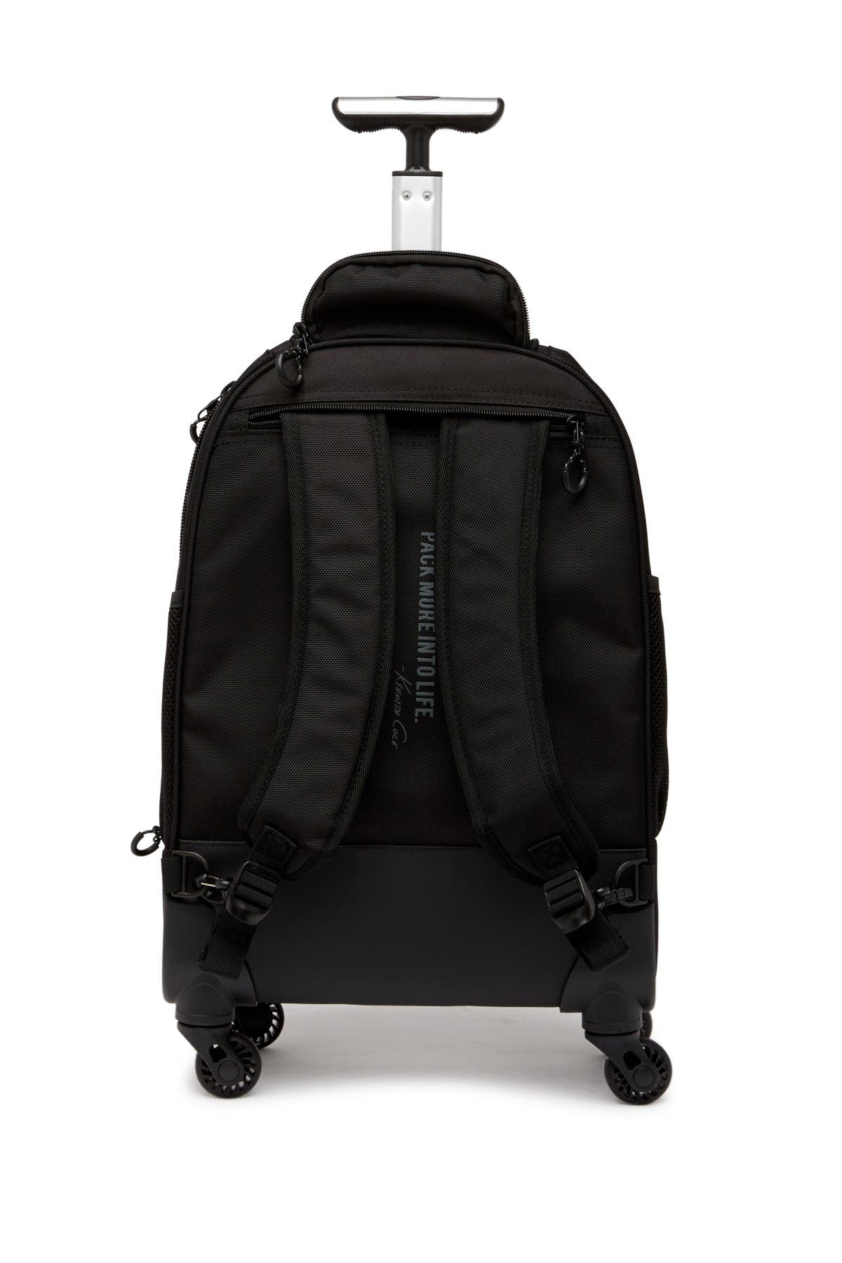 Reaction Kenneth Cole 1680D Poly 4 Wheel Roller Backpack, Alternate, color, Black