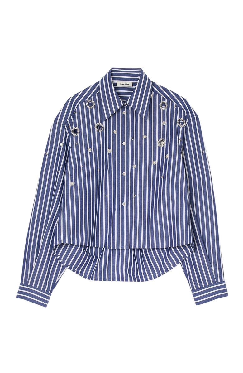 SANDRO Beaded striped shirt, Alternate, color, Blue