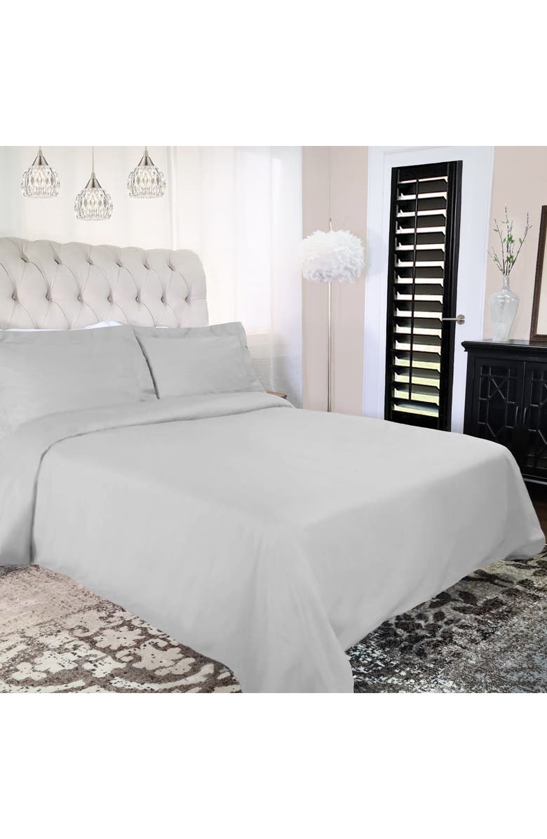 Superior Solid 300 Thread Count Sateen Duvet Cover & Shams Set, Alternate, color, Platinum