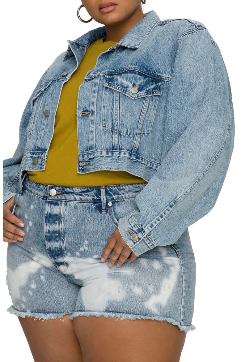 Crop Denim Jacket, Main, color, BLUE