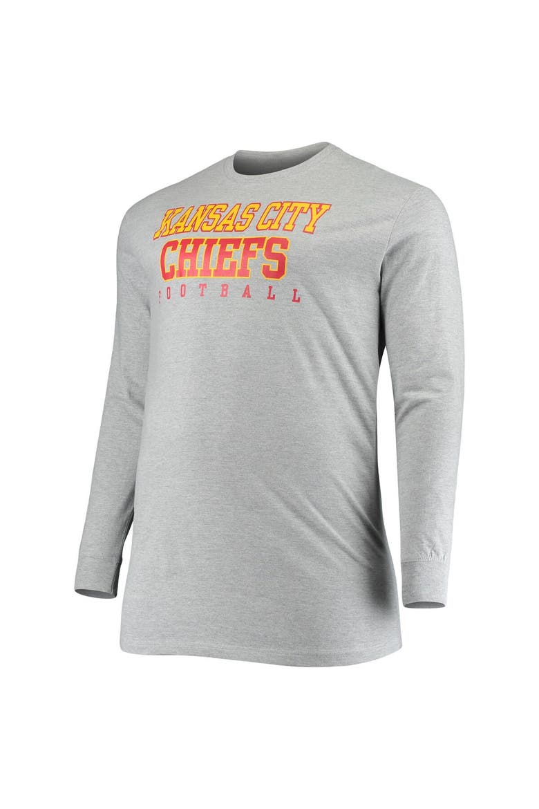 Men's Fanatics Branded Heathered Gray Kansas City Chiefs Big & Tall Practice Long Sleeve T-Shirt, Alternate, color, Heather Gray