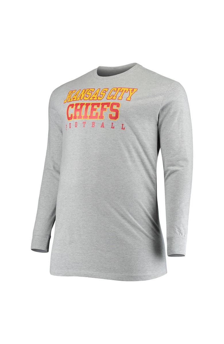 FANATICS Men's Fanatics Branded Heathered Gray Kansas City Chiefs Big & Tall Practice Long Sleeve T-Shirt, Alternate, color, 