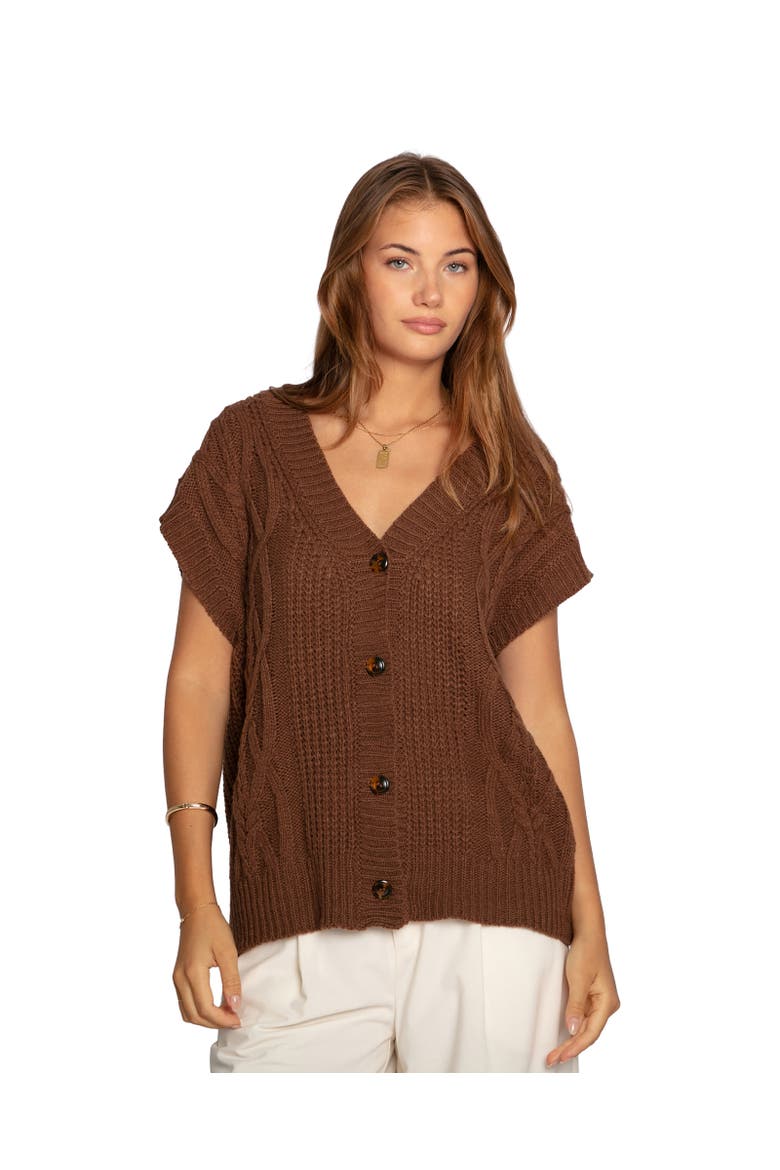 Rosette Oversized Knitted Vest, Main, color, Dark Brown