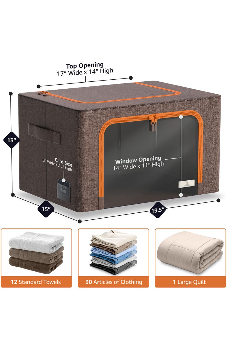 SORBUS 4-Pack Foldable Storage Boxes, Alternate, color, Brown