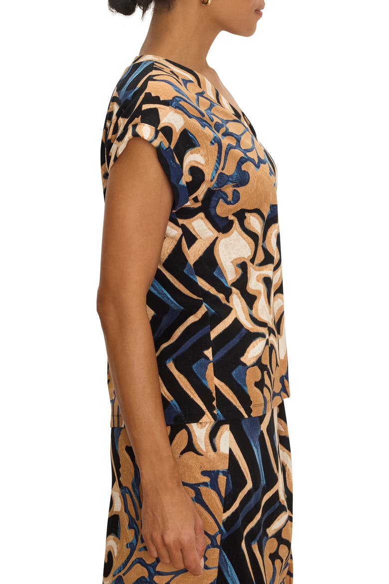 Deco Blooms V-Neck Top, Alternate, color, BLUE MULTI