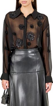 Endless Rose Floral Detail Sheer Shirt