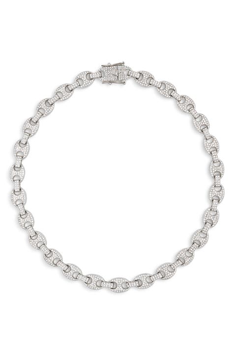 Crystal Pavé Mariner Link Chain Necklace